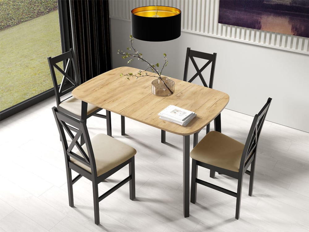 Table à manger contemporain 130 cm bois / noir