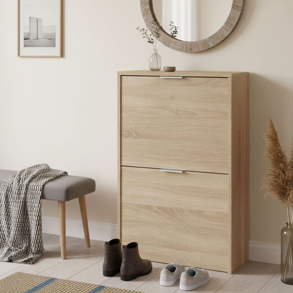 Schuhschrank Eiche Holzoptik 200x43h86 cm - Maisons Du Monde