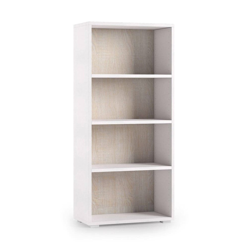 Dmora Weißes Bücherregal in Holzoptik, Eiche 90x60h80 cm style modern Weiß Holz