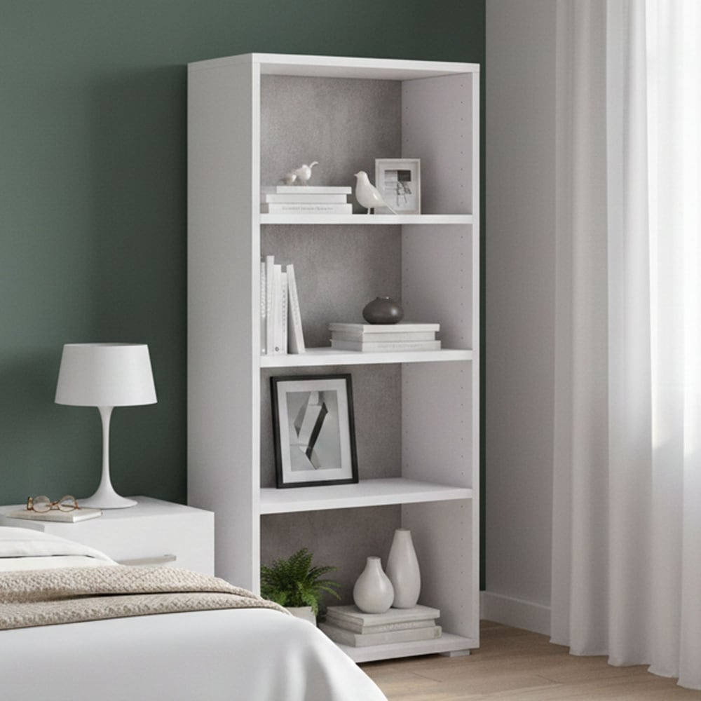 Bibliothèque effet bois blanc, ciment 60x30h130 cm - Maisons du Monde