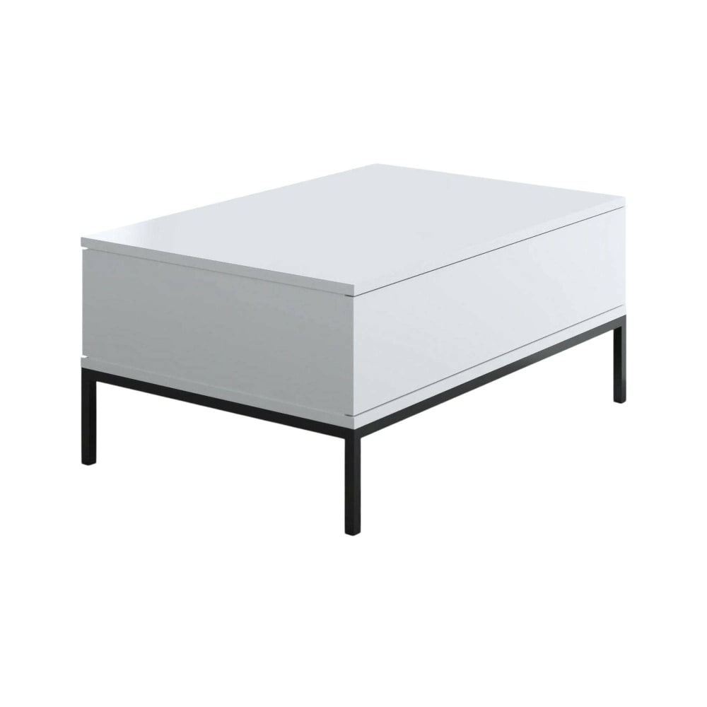 Dmora Lounge Beistelltisch Holzeffekt weiß, schwarz 105x60h33 cm style modern - Metall
