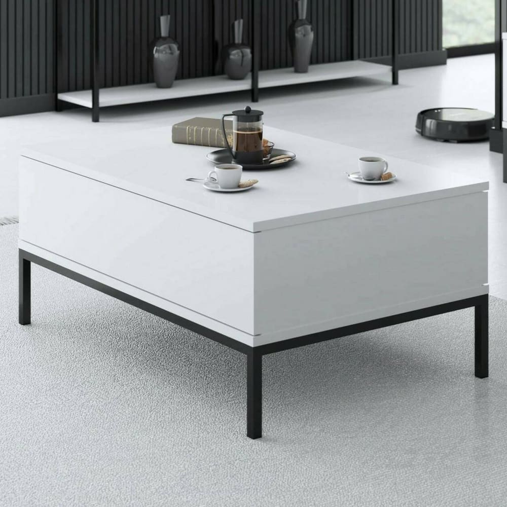 Lounge Beistelltisch Holzeffekt weiß, schwarz 105x60h33 cm -