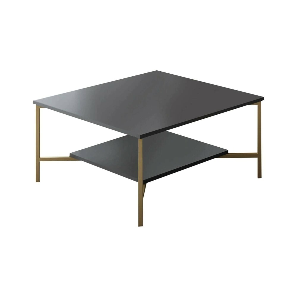 Dmora Table basse effet bois anthracite, noir 80x80h40 cm style contemporain Noir Métal - 80x40x80cm