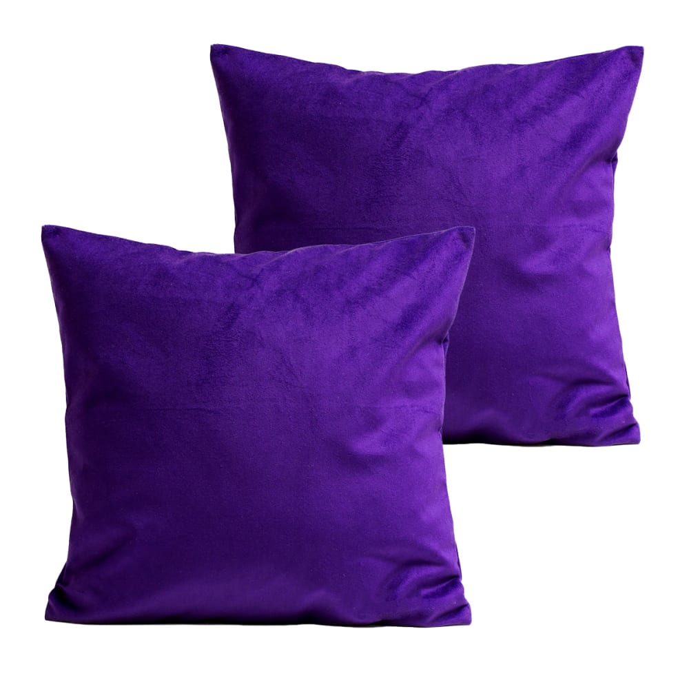 Coussins uni lot de 2 velours violet 40x40cm