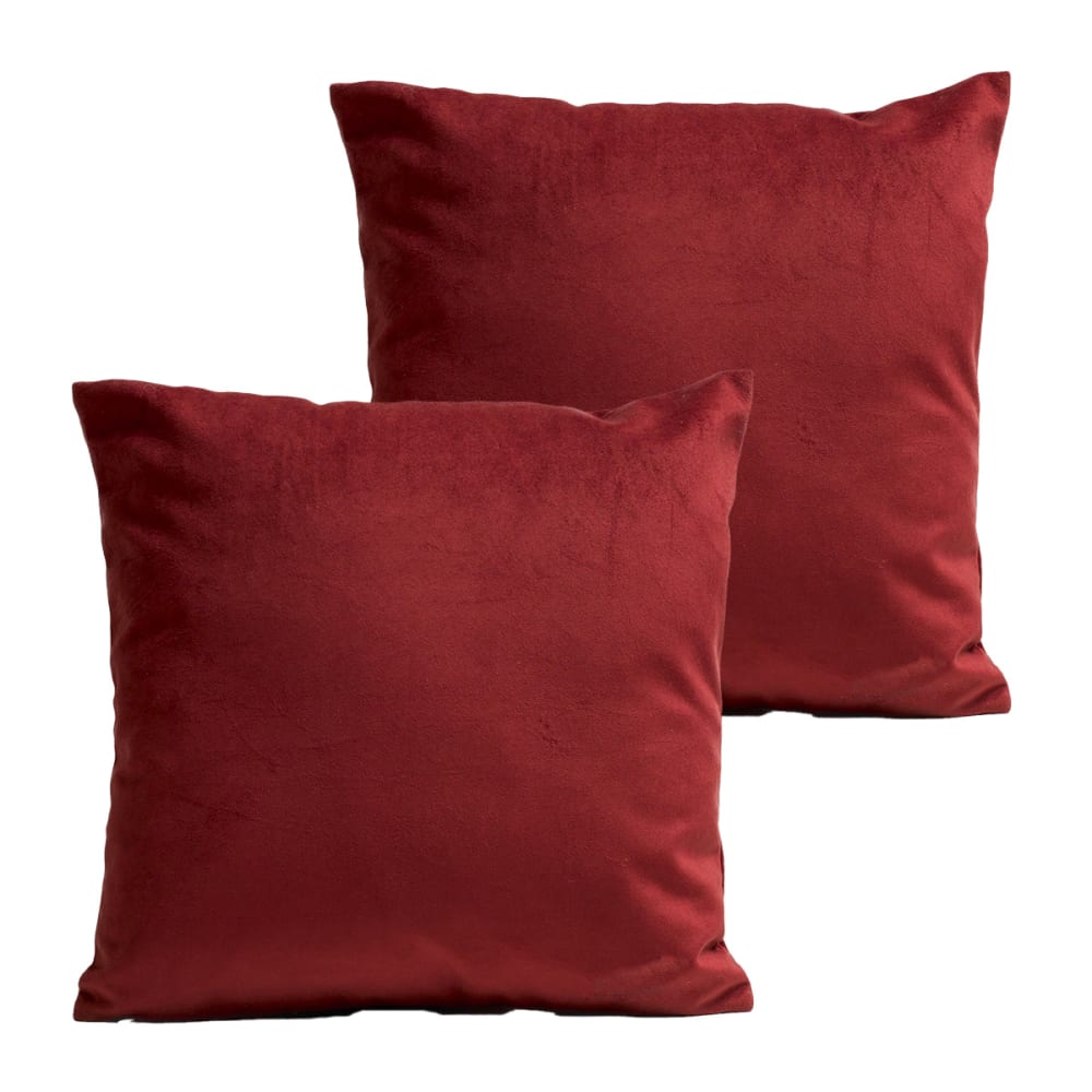 Coussins uni lot de 2 velours rouge 60x60cm