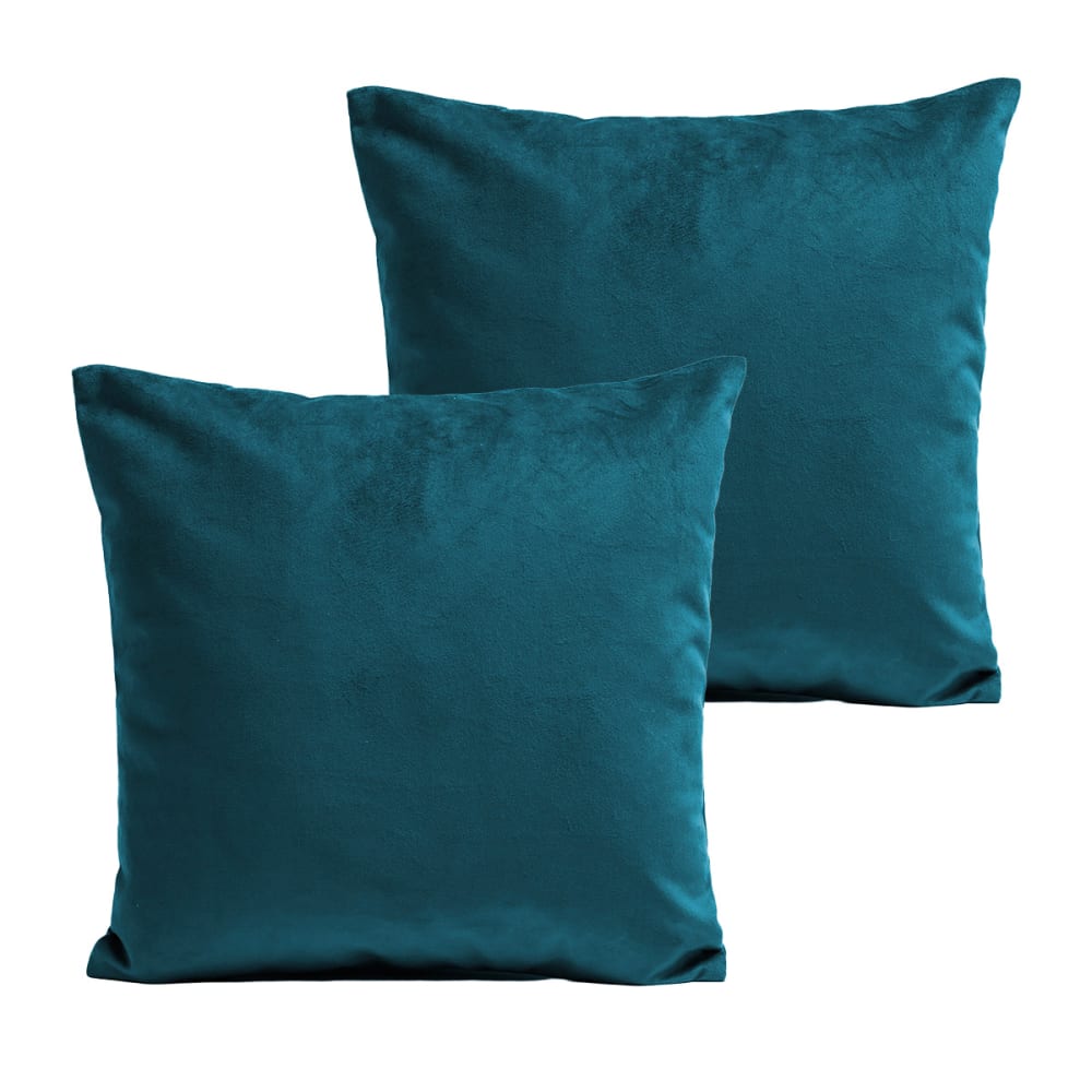 Coussins uni  lot de 2 velours bleu 40x40cm