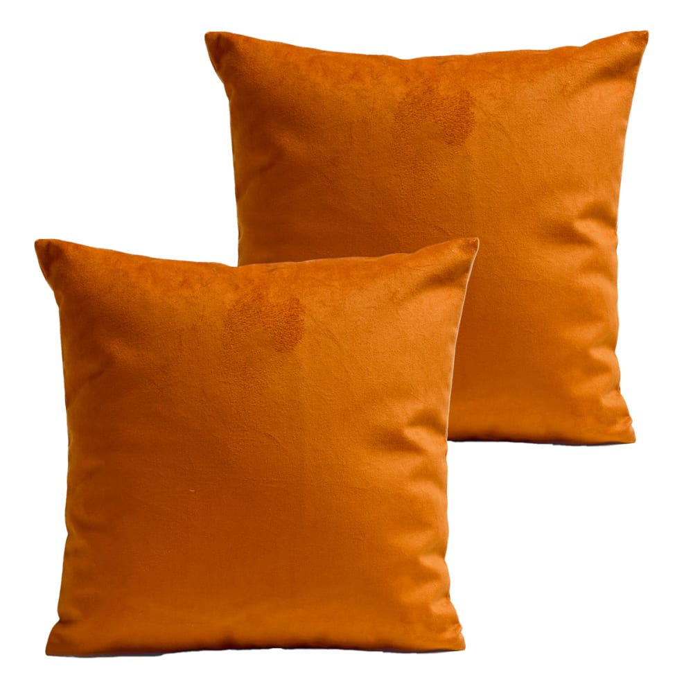 Coussins uni lot de 2 velours orange 40x40cm
