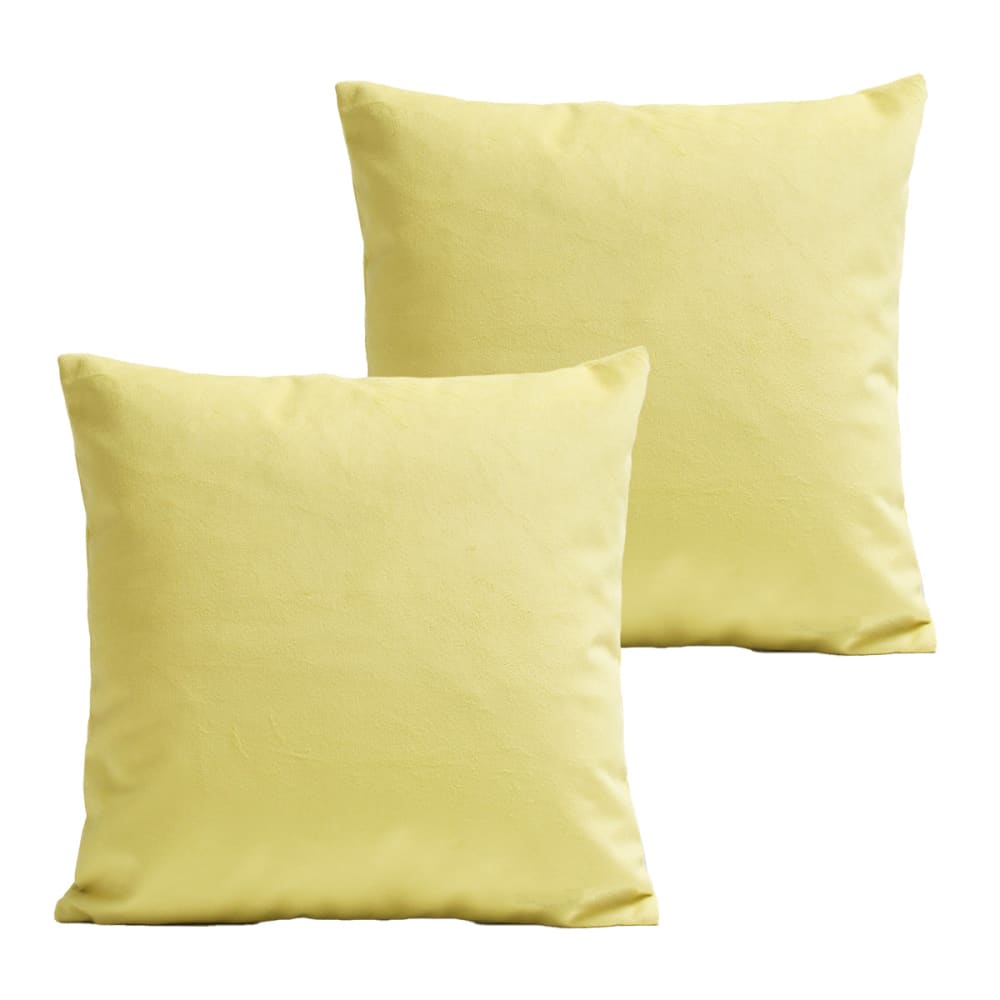 Coussins uni lot de 2 velours jaune pastel 40x40cm