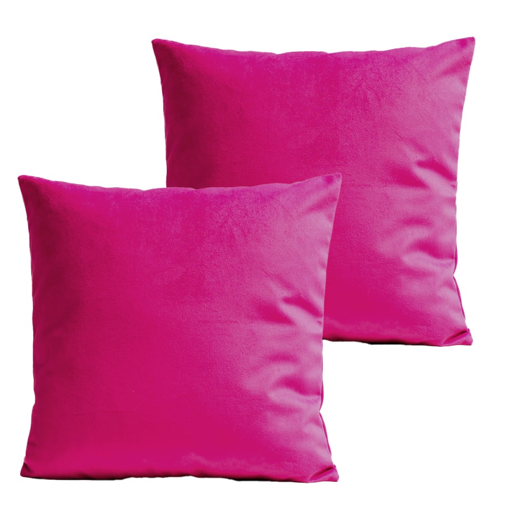 Coussins uni lot de 2 velours rose 40x40cm