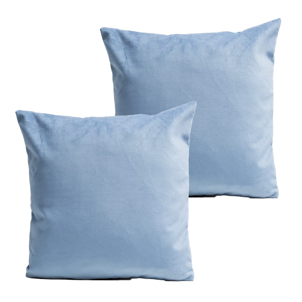 Coussins uni  lot de 2 velours bleu 40x40cm