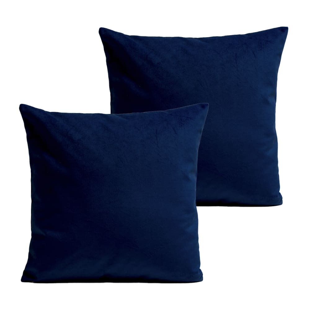 Coussins uni  lot de 2 velours bleu 40x40cm