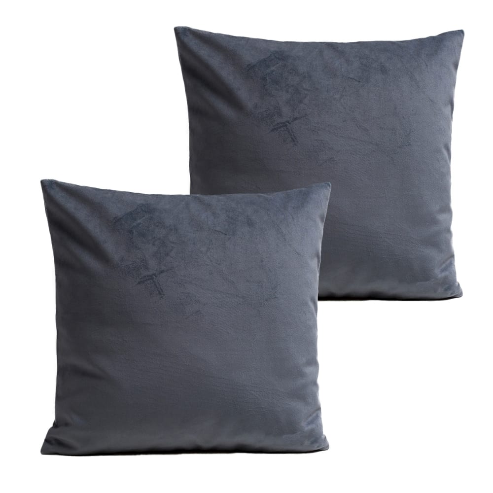 Coussins uni  lot de 2 velours gris 60x60cm