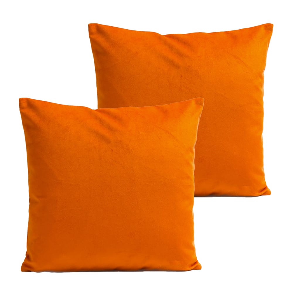 Coussins uni  lot de 2 velours orange 60x60cm