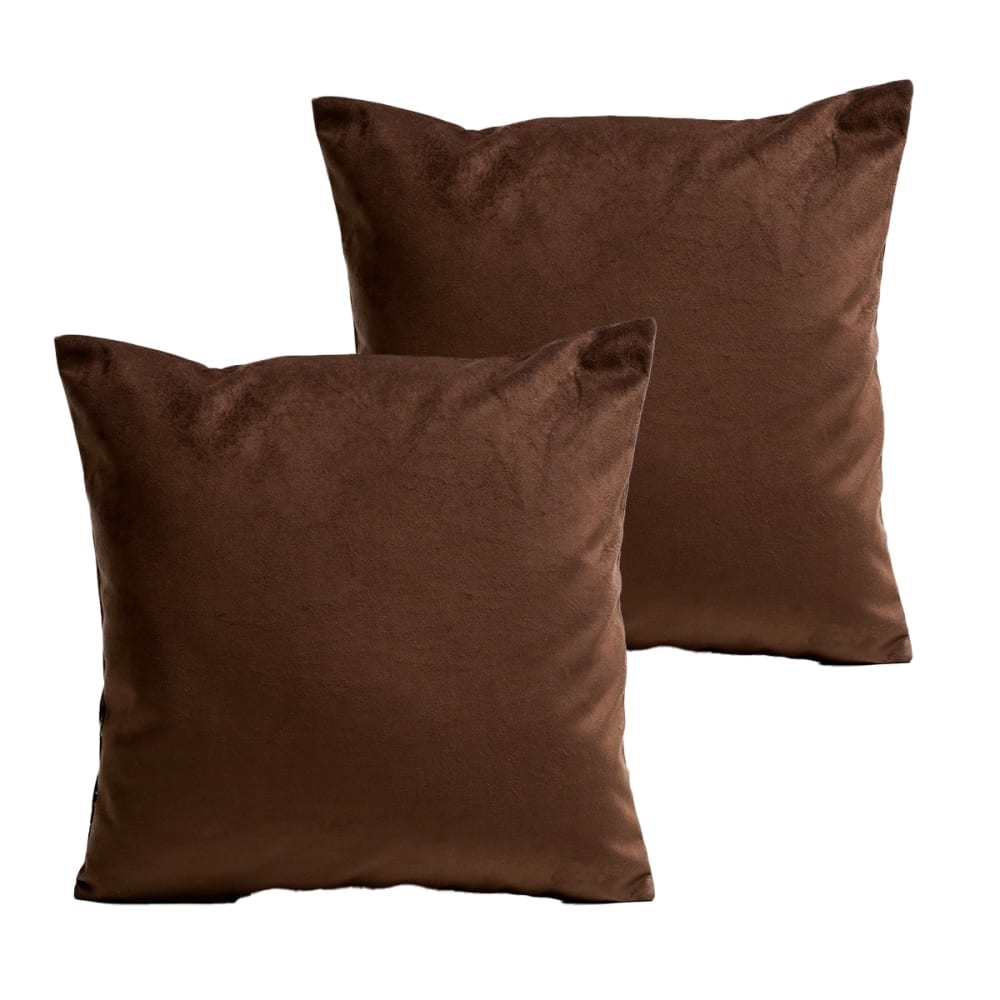 Coussins uni  lot de 2 velours marron 40x40cm