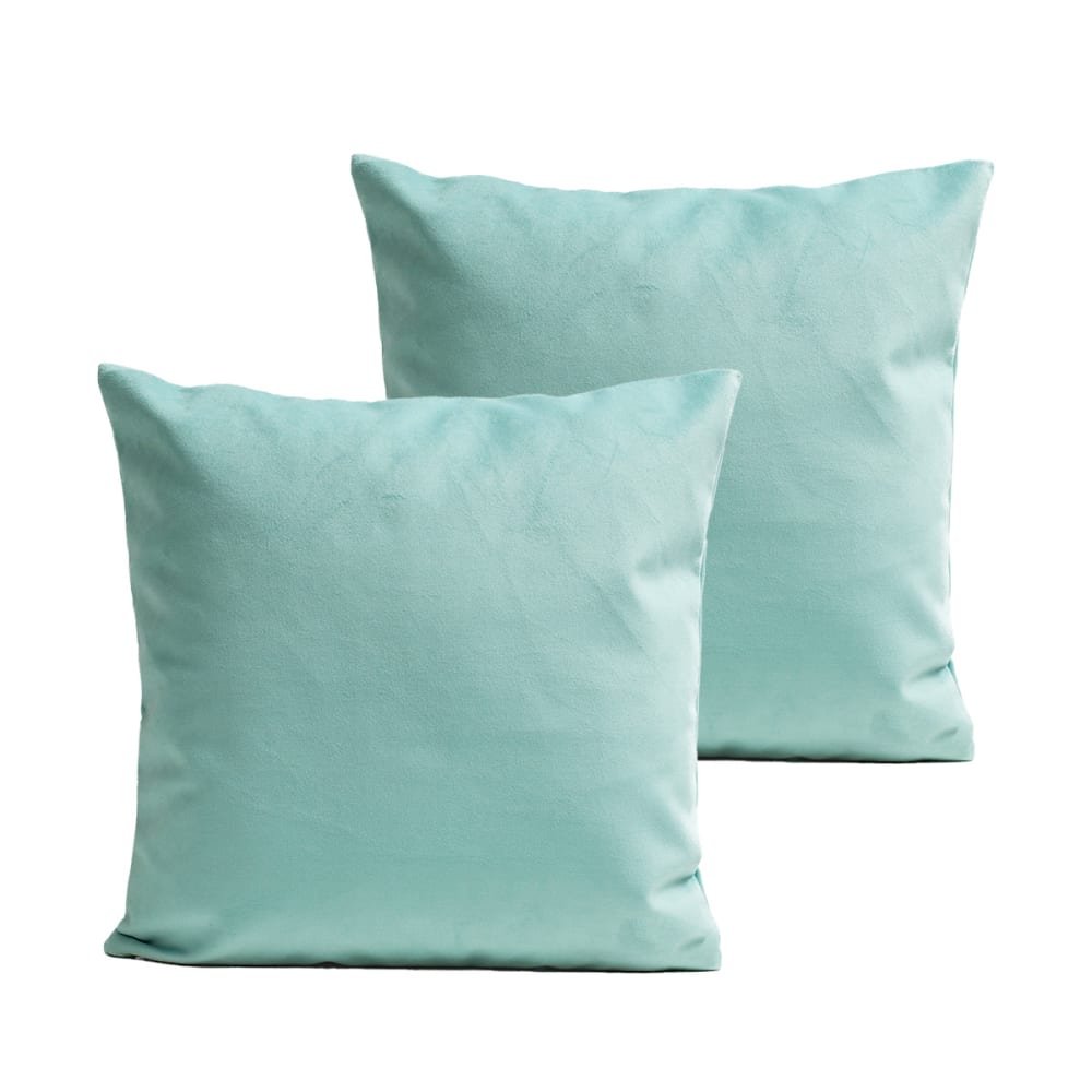 Coussins uni  lot de 2 velours bleu 40x40cm
