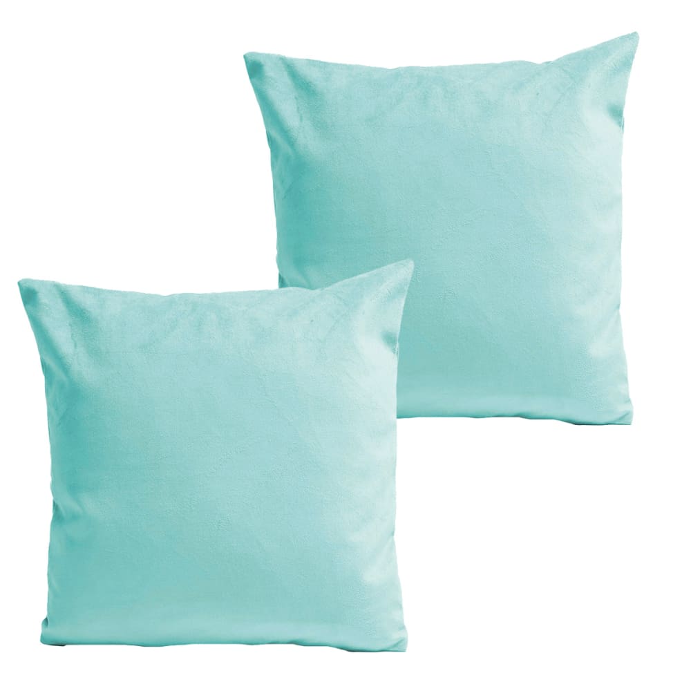 Coussins uni lot de 2 velours bleu 60x60cm