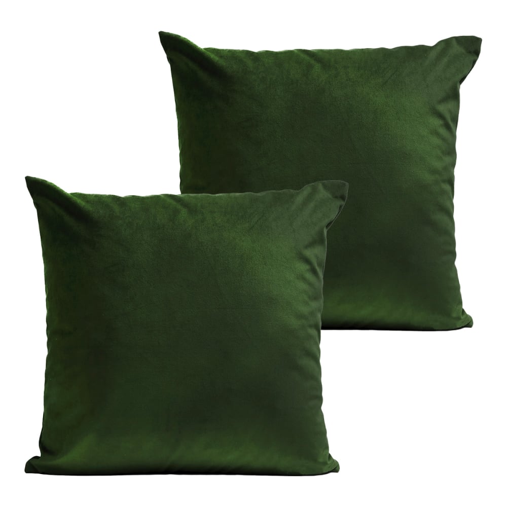 Coussins uni  lot de 2 velours vert 40x40cm