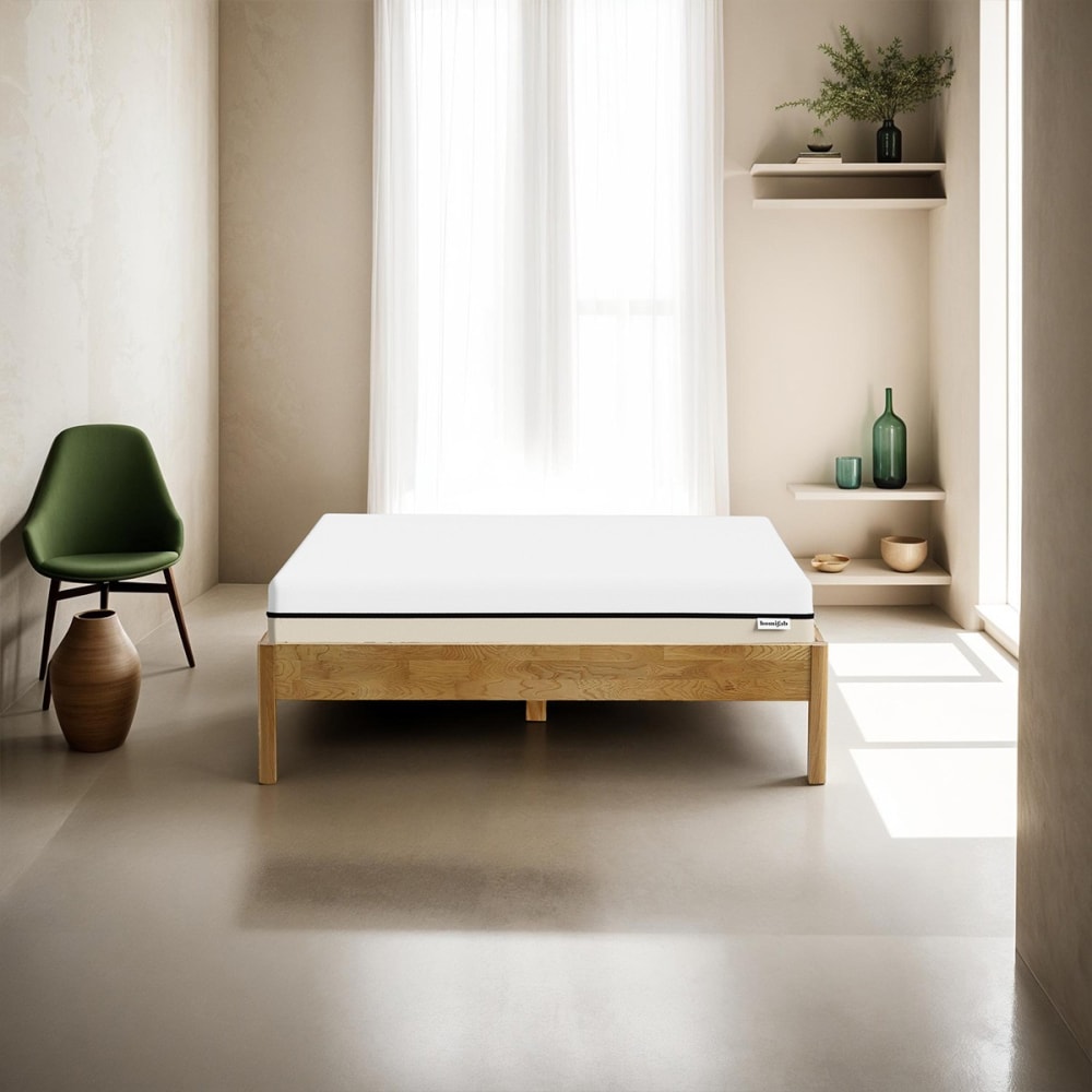 Lit 160x200 en chêne massif + matelas hybride - Maisons du Monde