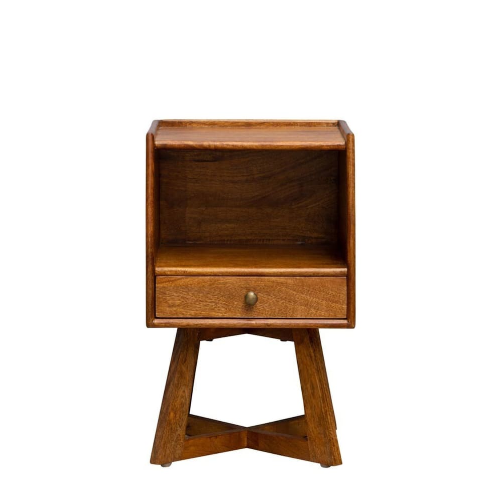 Chehoma Table de chevet en bois foncé Marron