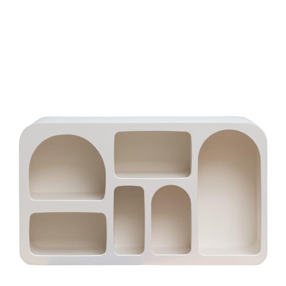 Chehoma Étagère basse avec 6 niches en bois blanc Blanc Bois - 130x75x38cm