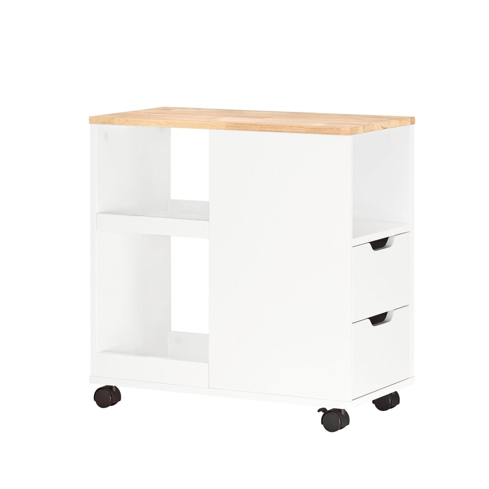 Druckertisch Mit Rollen Rollcontainer Aus MDF(E1) Weiß-Natur