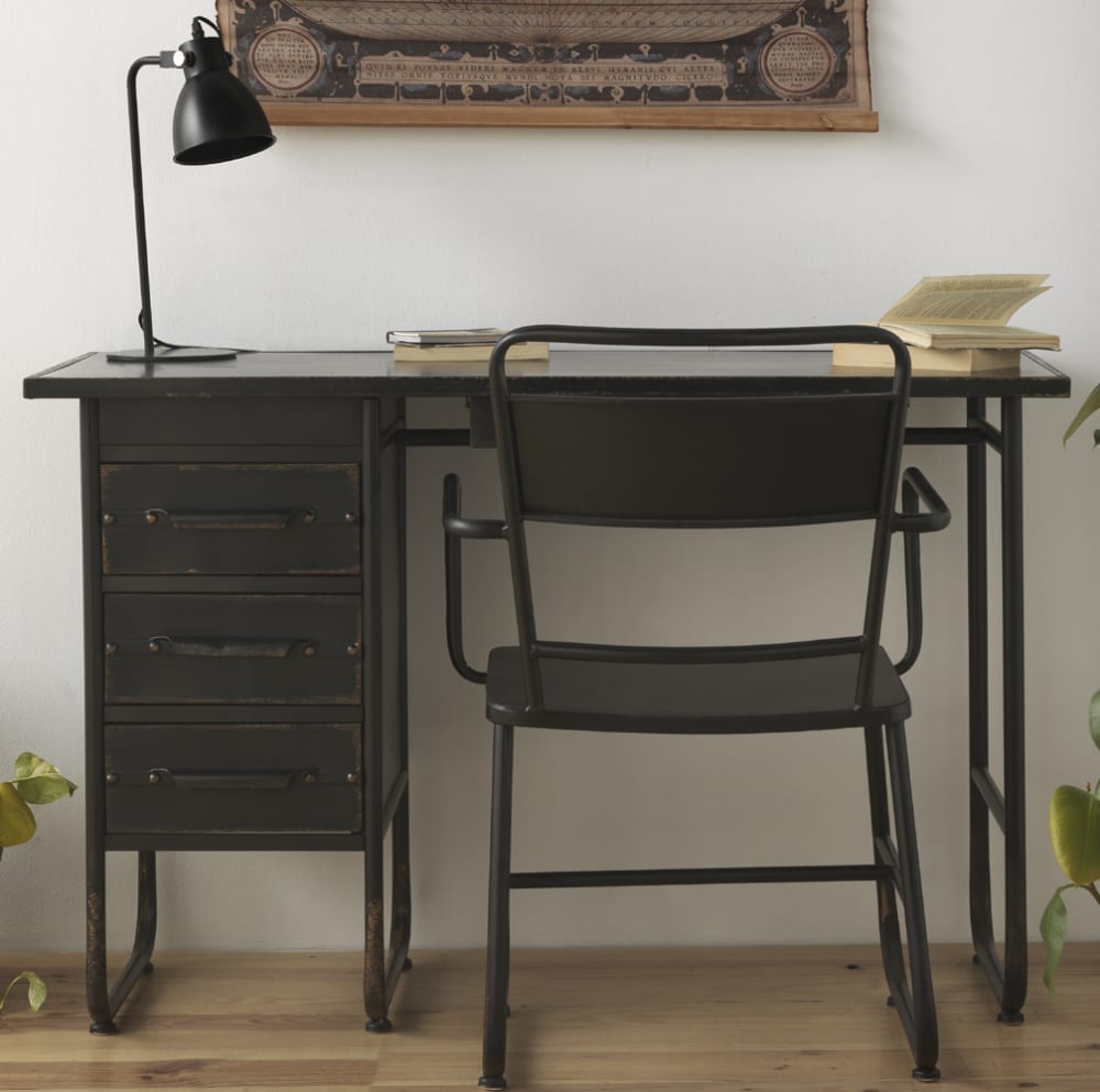 Bureau 4 tiroirs structure métal - Maisons du Monde