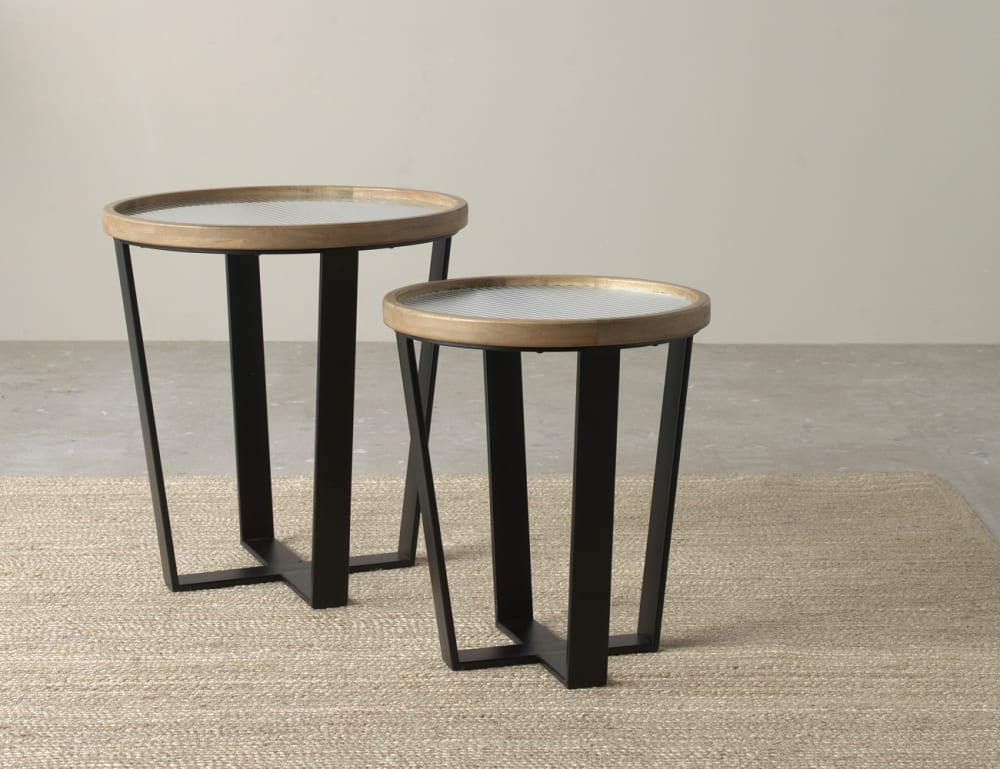 Lot de 2 tables basses rondes avec verre - Maisons du Monde