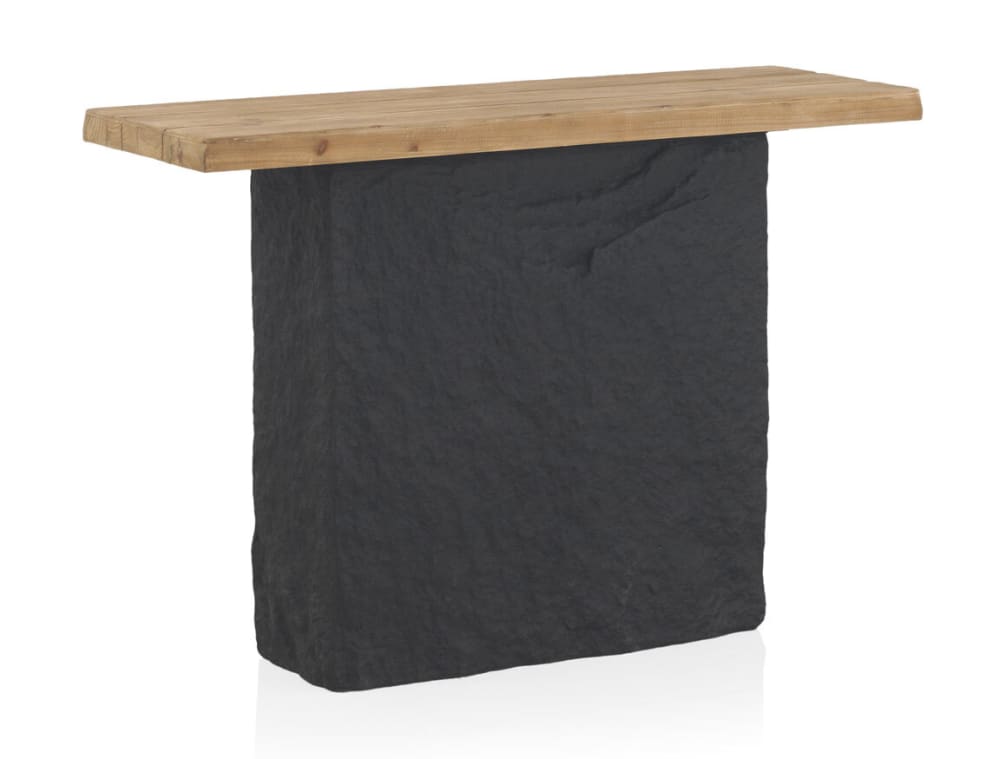 GEESE HOME Konsole aus Fichtenholz und Sockel aus Polyresin MgO Schwarz Spanplatte