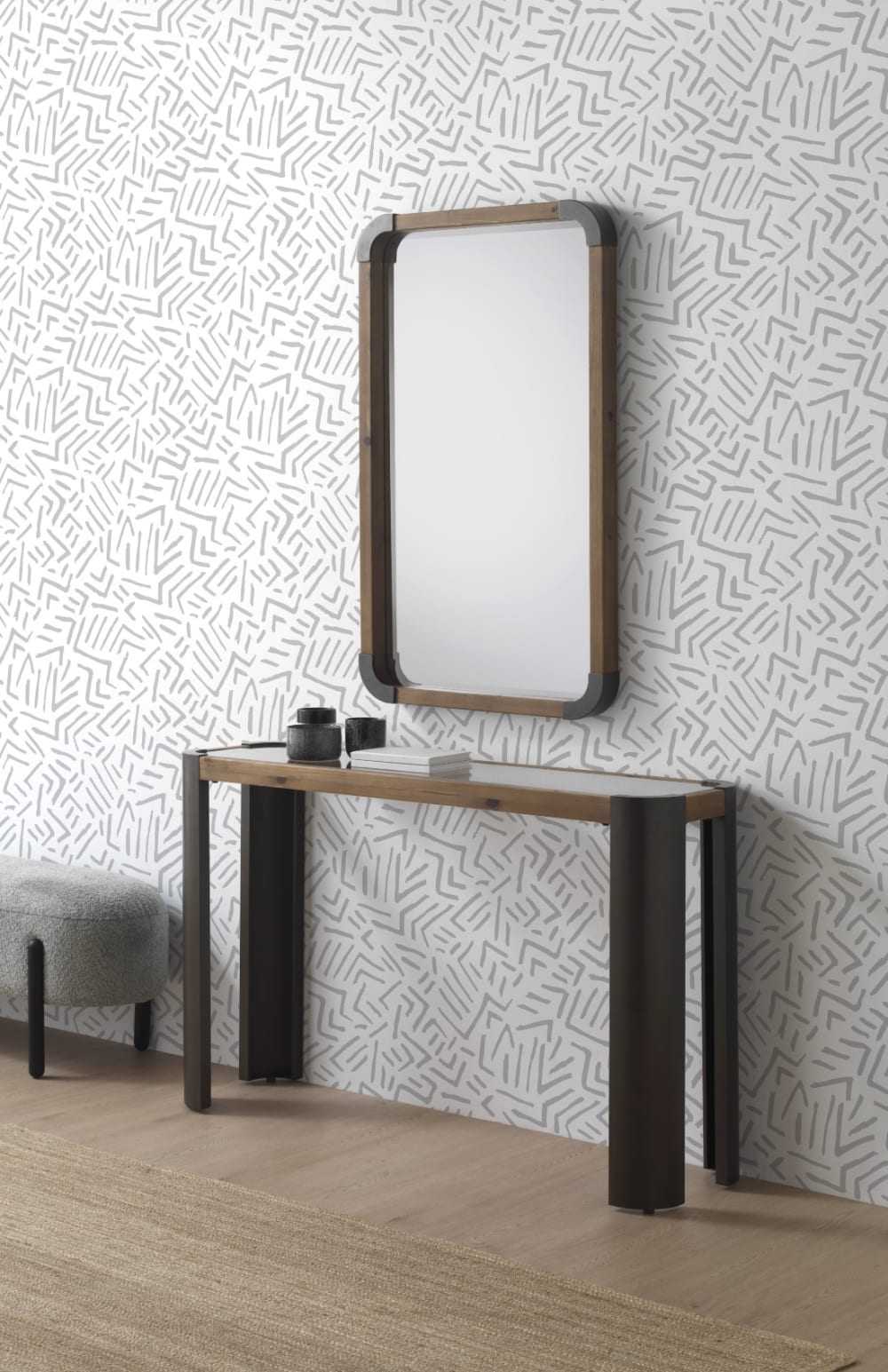 Table console en métal avec bois et verre - Maisons du Monde