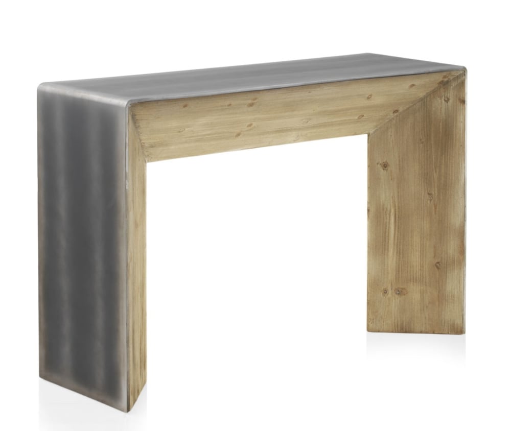 Console laquée couleur métallisée et intérieur plaqué épicéa