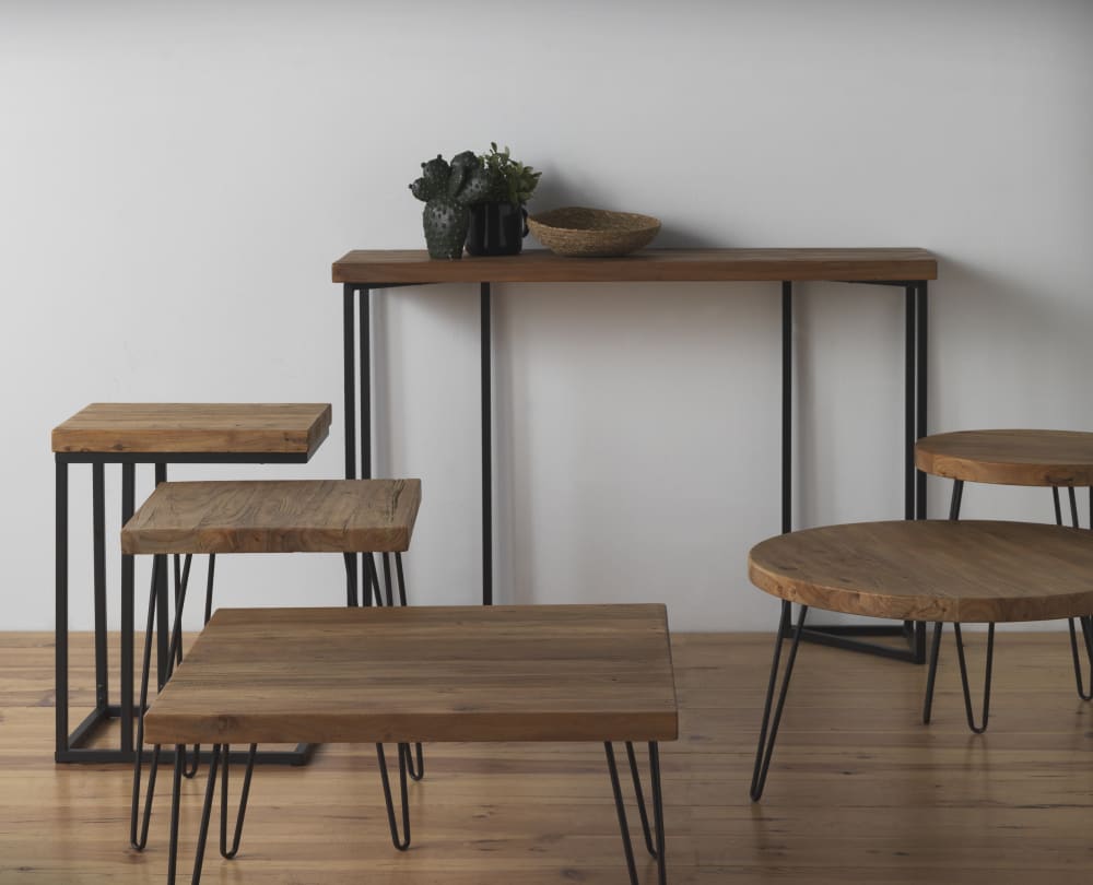 Table d'appoint en orme ancien avec pieds en métal - Maisons du Monde