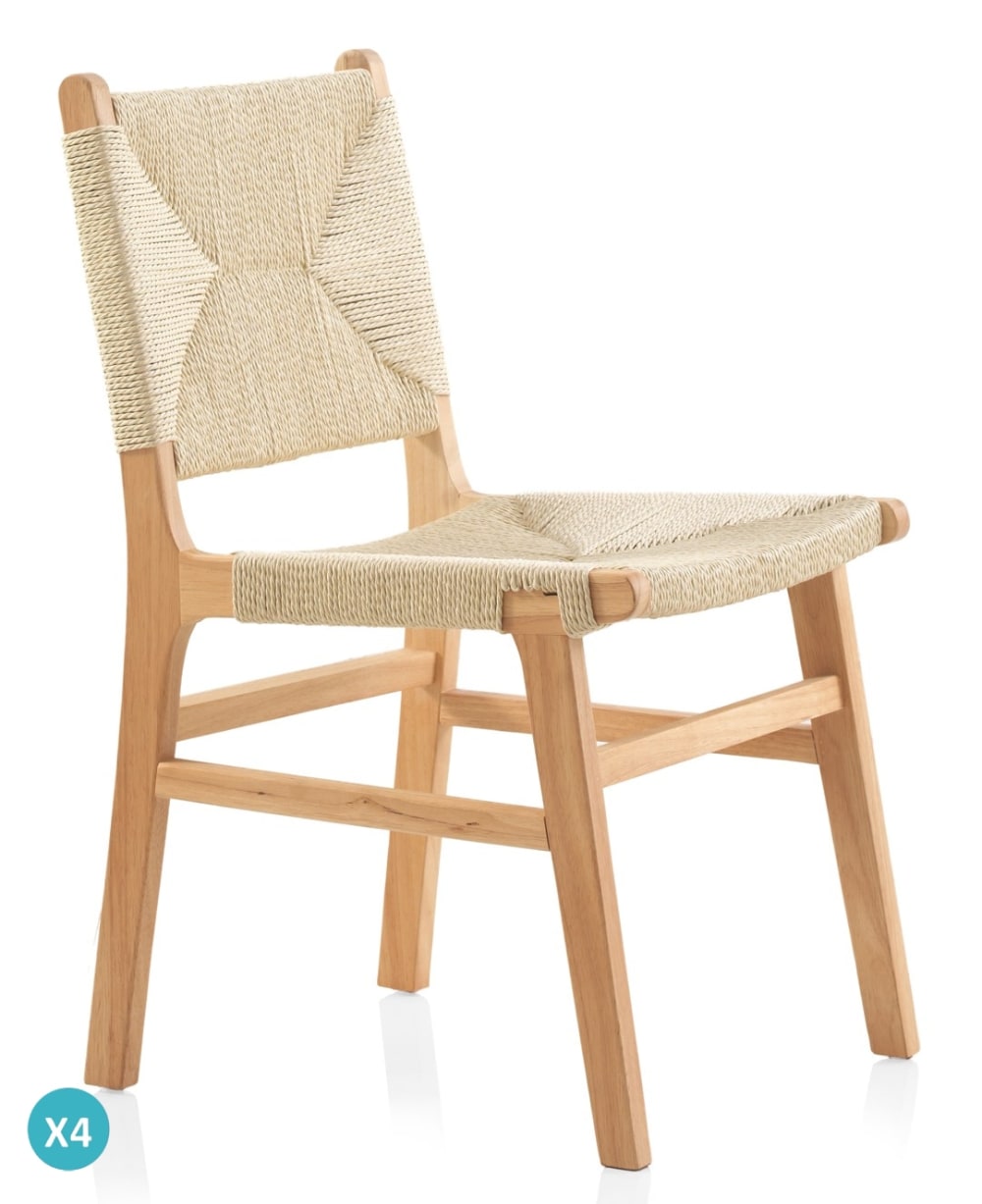 GEESE HOME 4er-Set Stühle aus Kautschukholz Braun