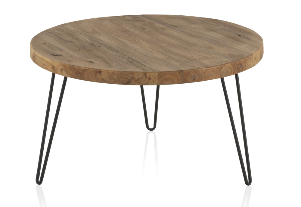 Table basse en orme avec pieds en métal