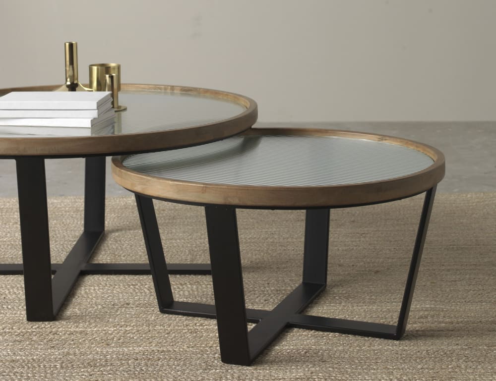2er-Set runde Couchtische mit Spiegel - Maisons Du Monde