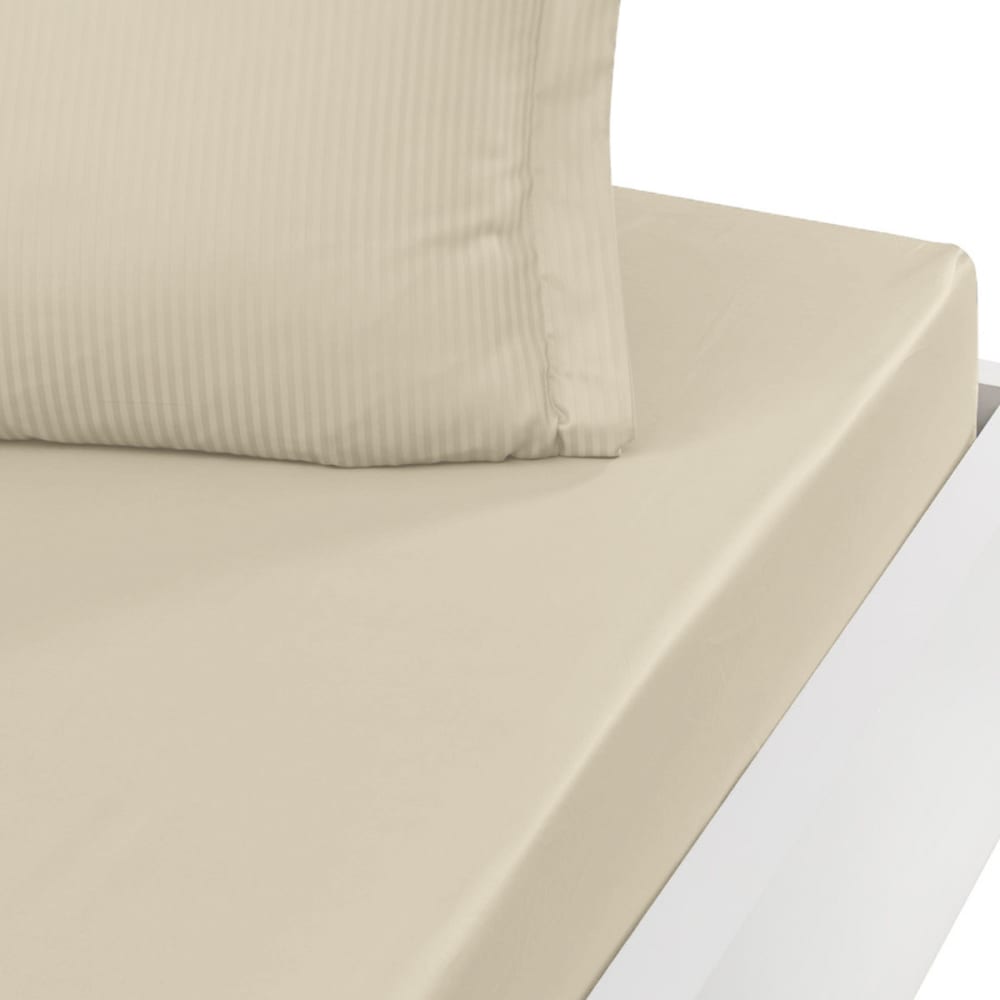 Drap housse uni en satin de coton ficelle 200x200 cm
