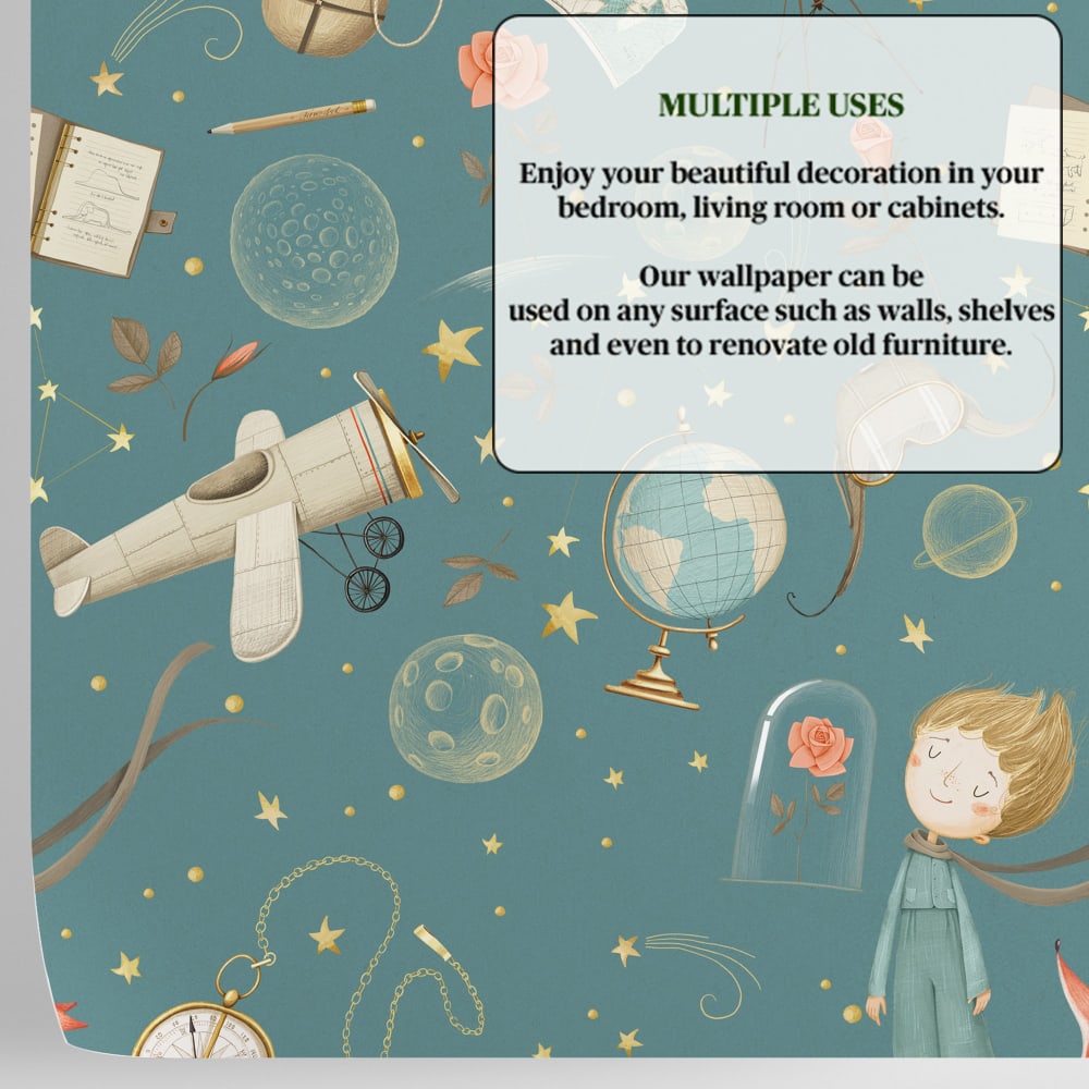 Papier Peint Le Petit Prince, papier véritable, 200x280cm, 8 feuilles — vue 3