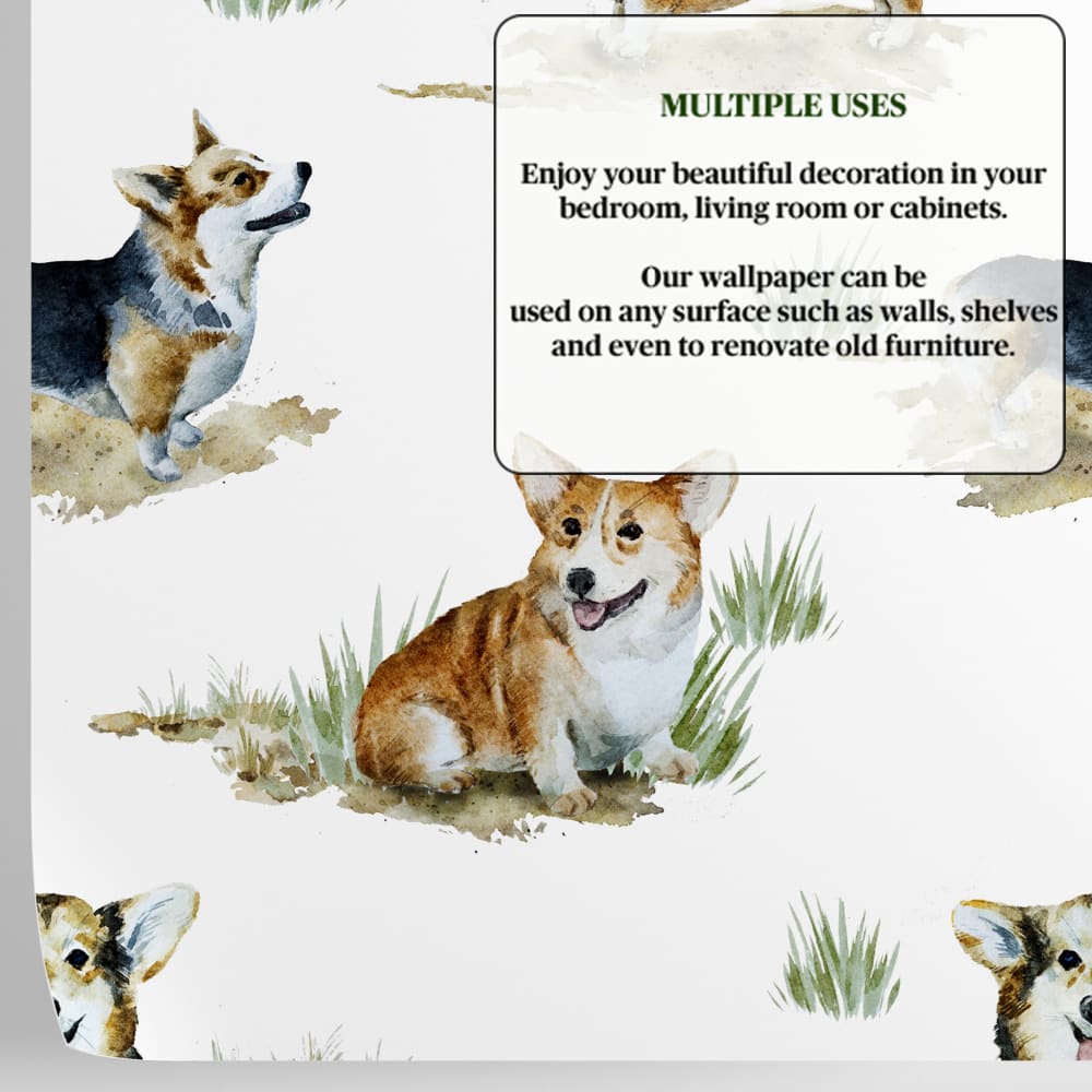 Papier Peint Corgi, papier véritable, 200x280cm, 8 feuilles — vue 4