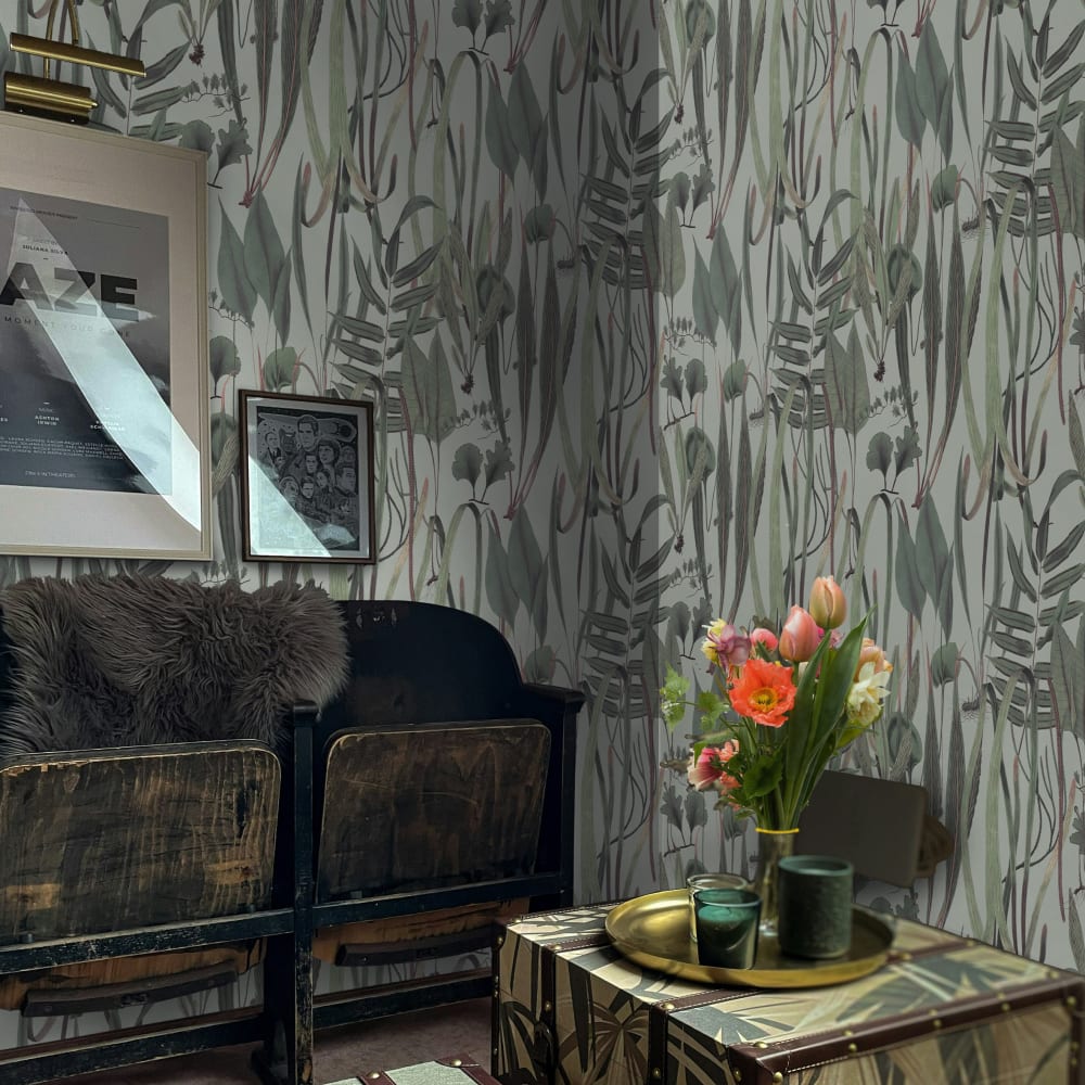 Papier Peint Botanique, papier véritable, 200x280cm, 8 feuilles