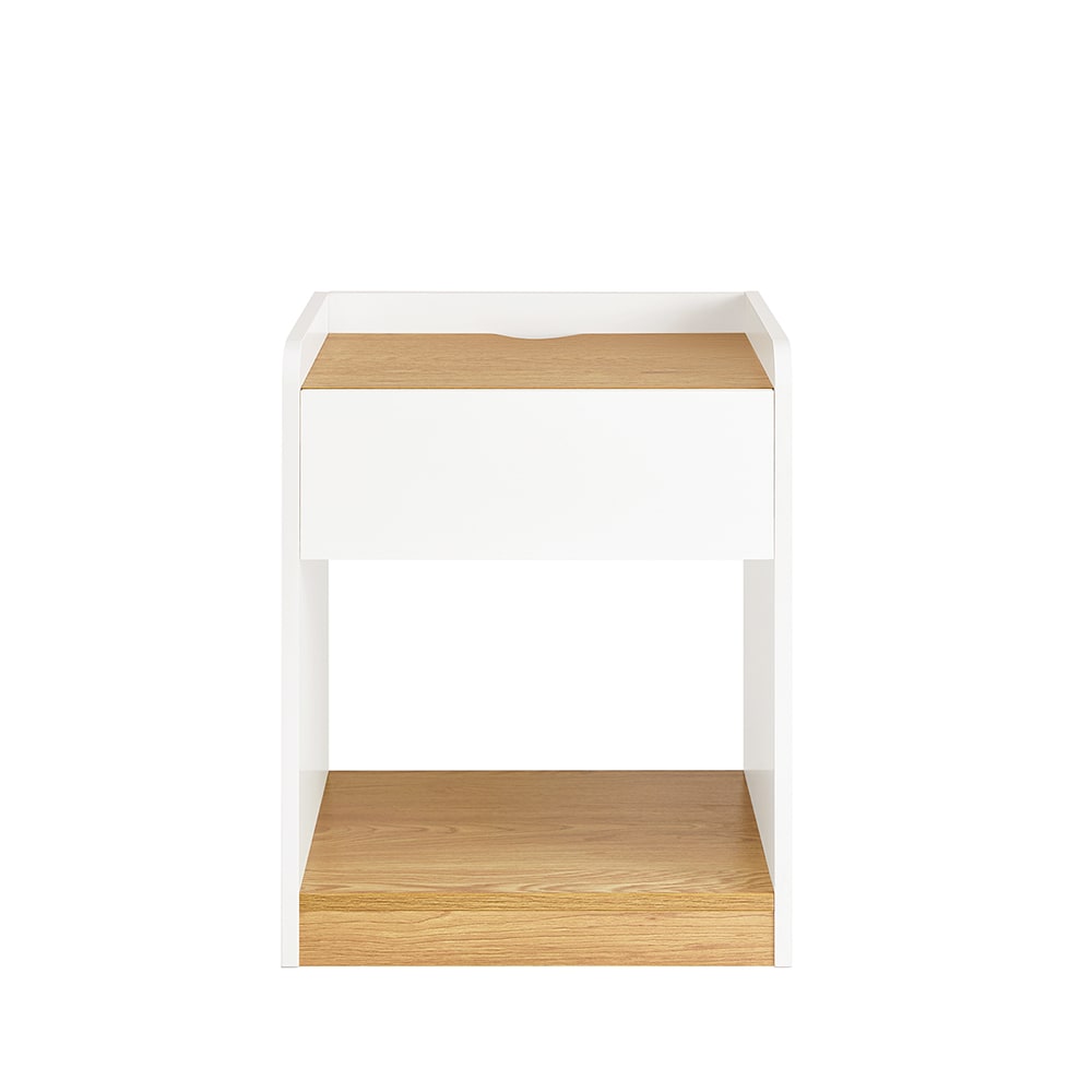 SoBuy Nachttisch Nachtschrank aus MDF(E1) Weiß-Natur Weiß Spanplatte