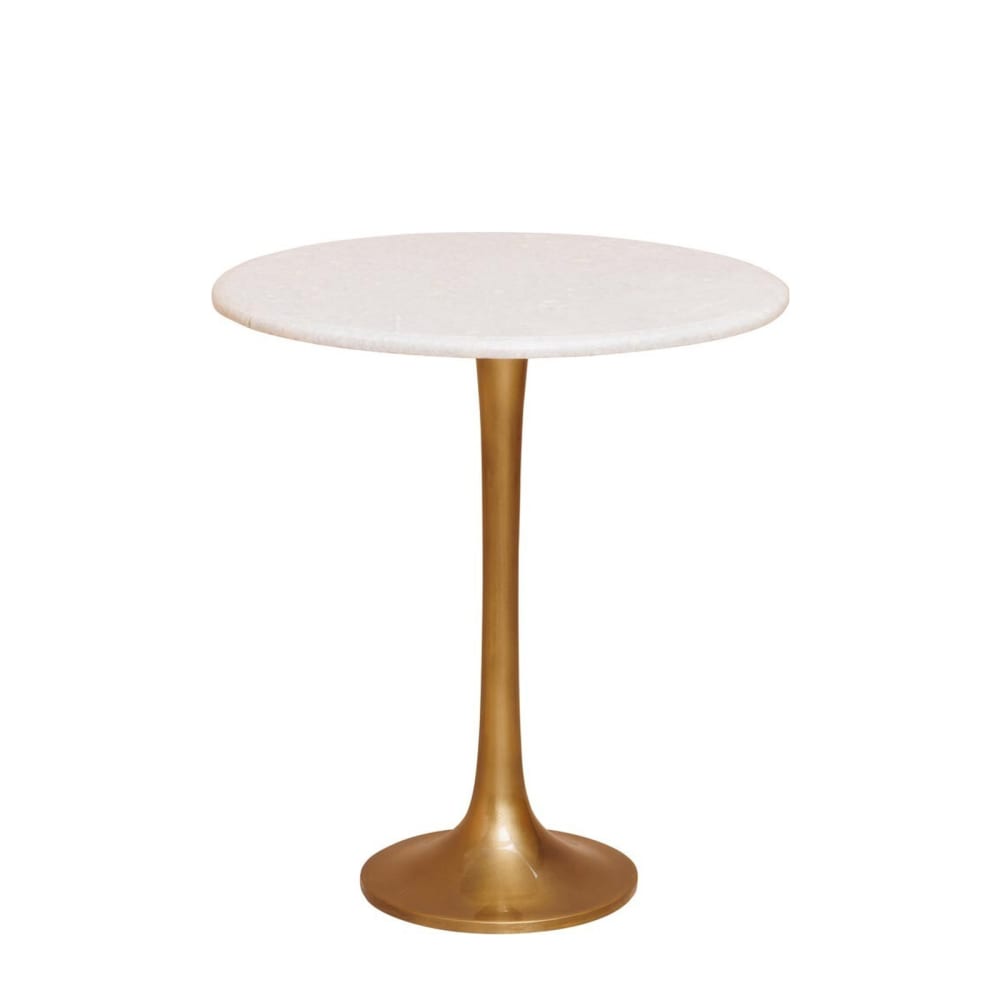 Chehoma Table d'appoint en marbre blanc et or Blanc Marbre - 45x50x45cm