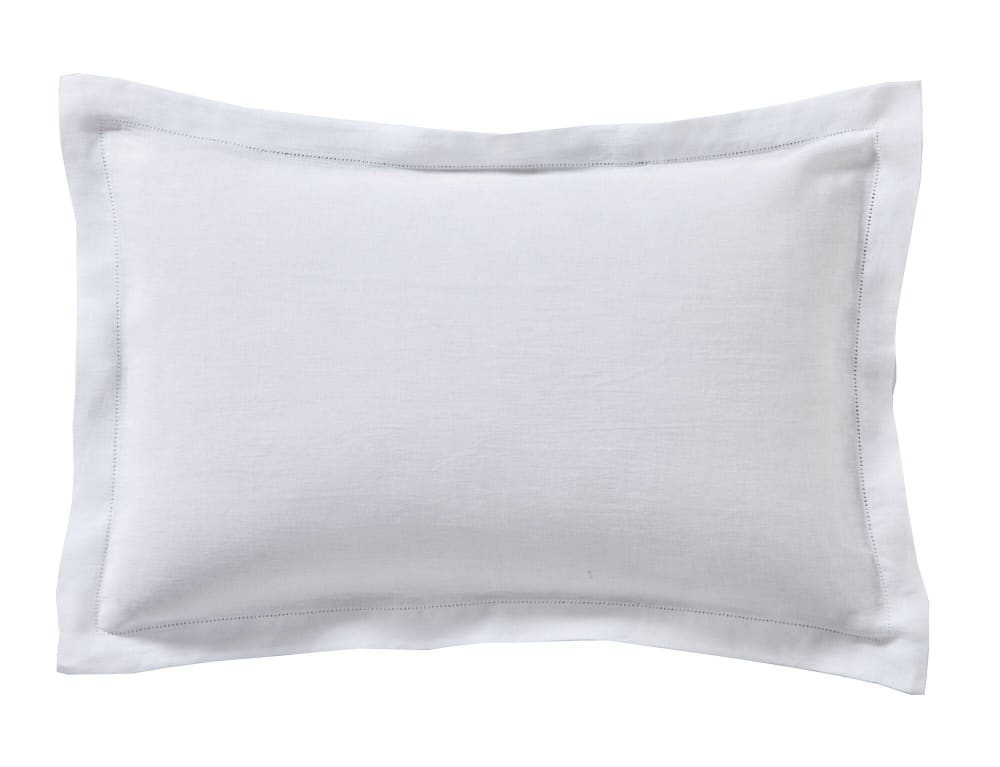 Taie d'oreiller en lin blanc 50 x 75 cm