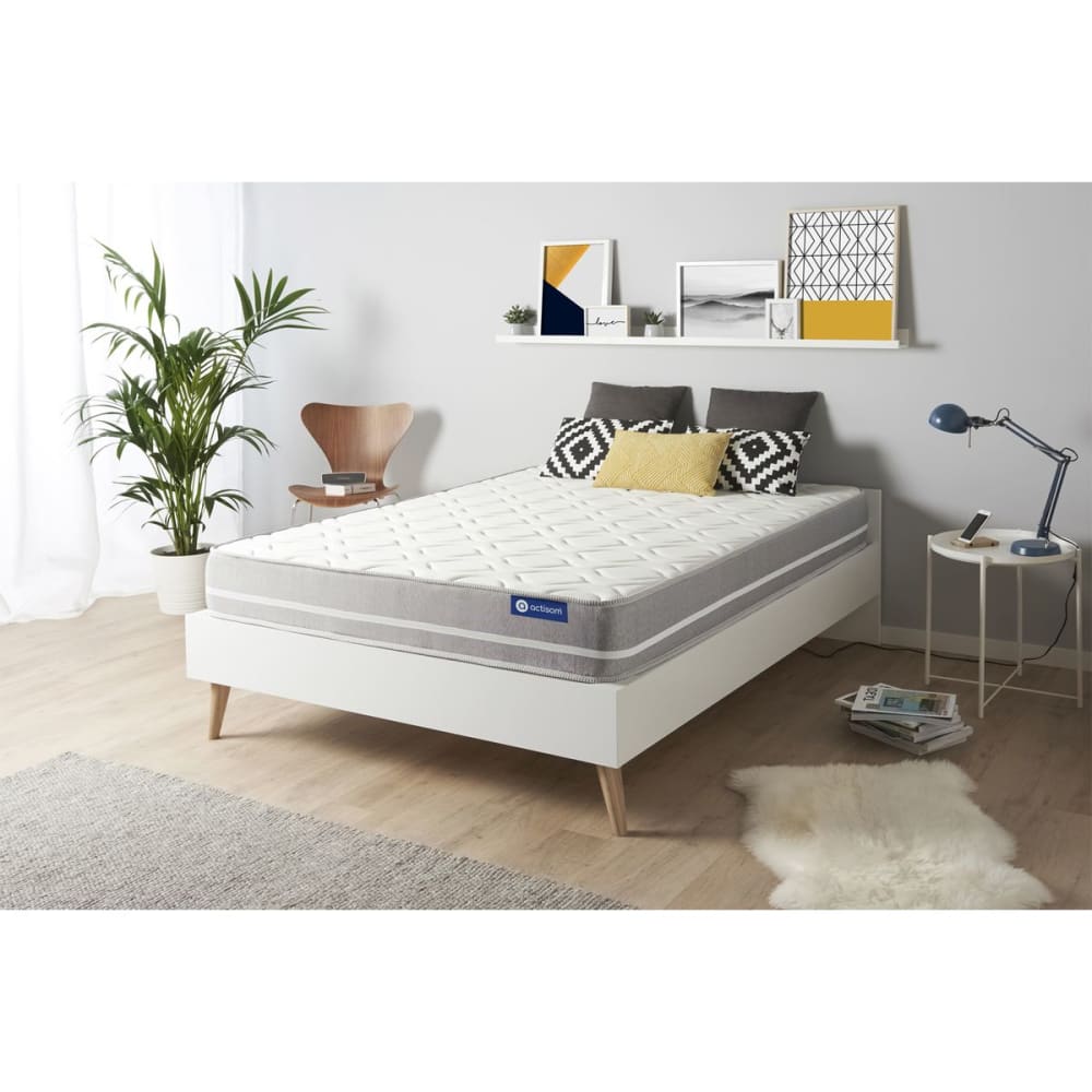 Actisom Matratze aus Memory-Schaum 160 x 200 cm, weiß, Härtegrad : Mittel style classic chic - Stoff