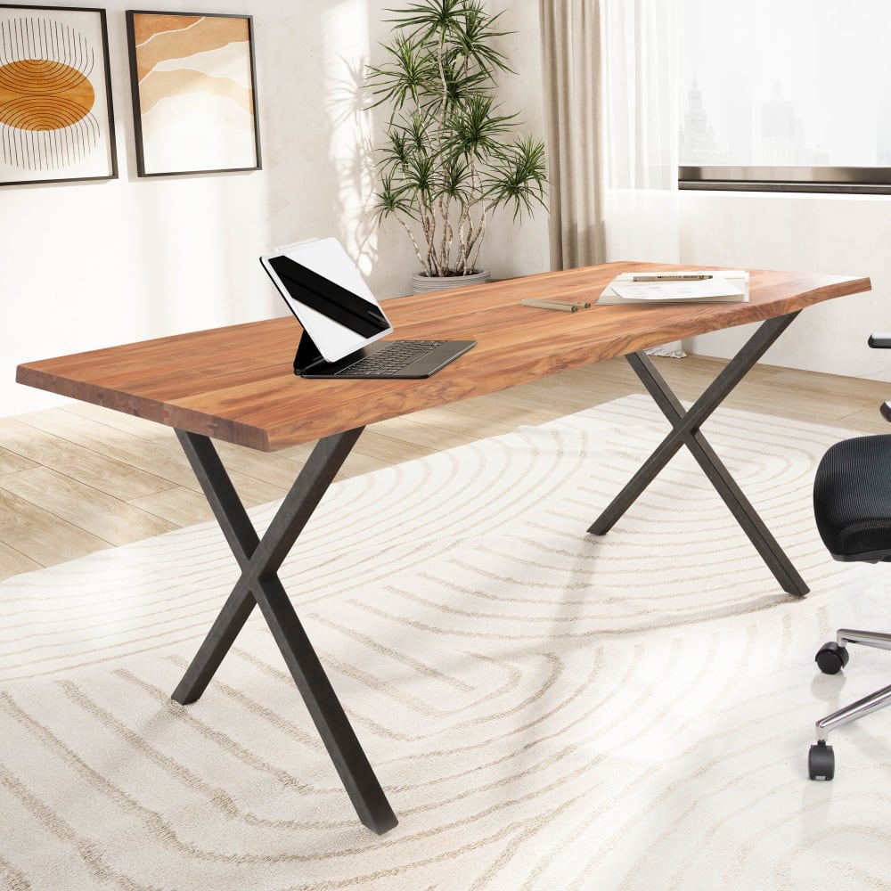 Schreibtisch aus Akazie Massivholz, 120 cm Braun - Maisons Du