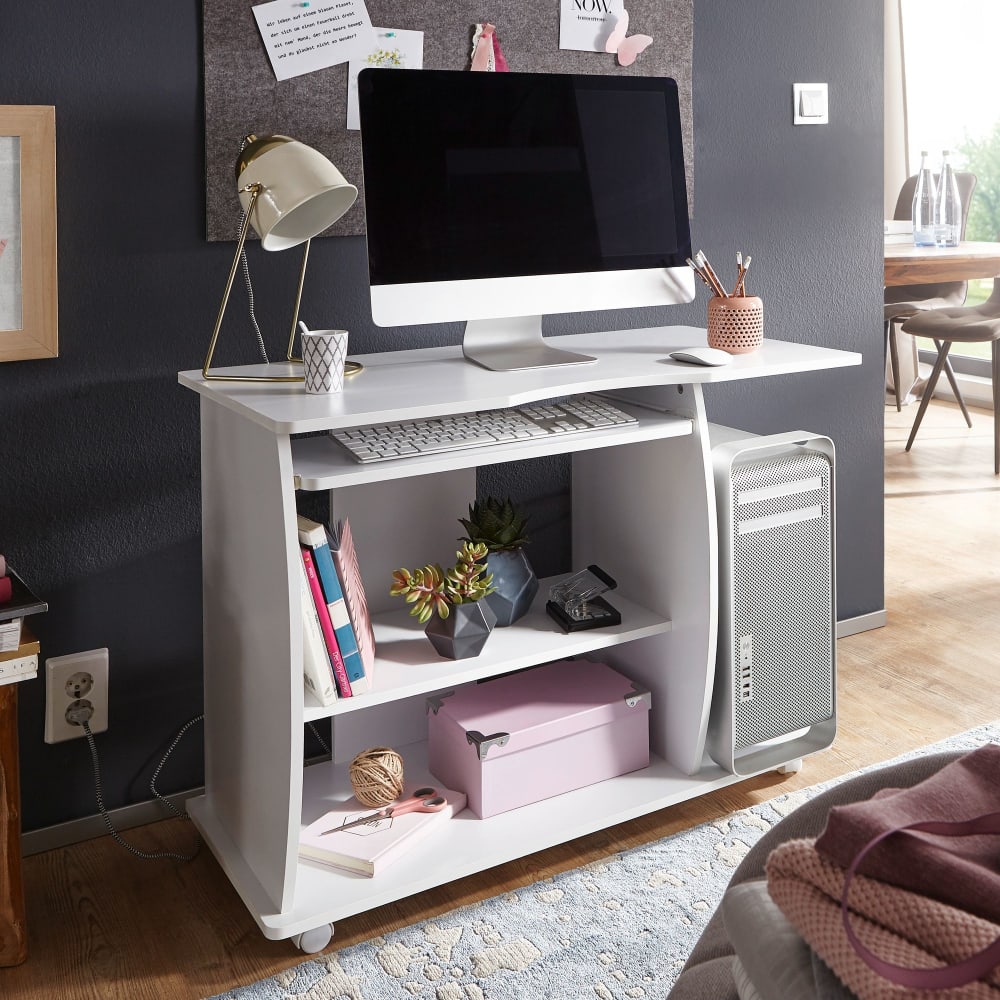 Schreibtisch 90 cm breit aus Spanplatte, Weiß - Maisons Du Monde