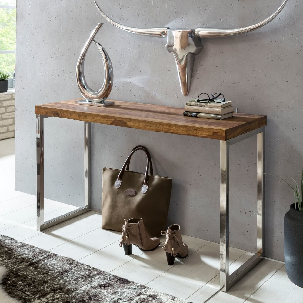 Konsolentisch aus Sheesham Massivholz 120x45cm, Braun - Maisons