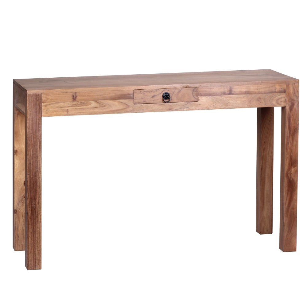 FineBuy Konsolentisch aus Akazie Massivholz 120x40cm, Braun style modern Braun