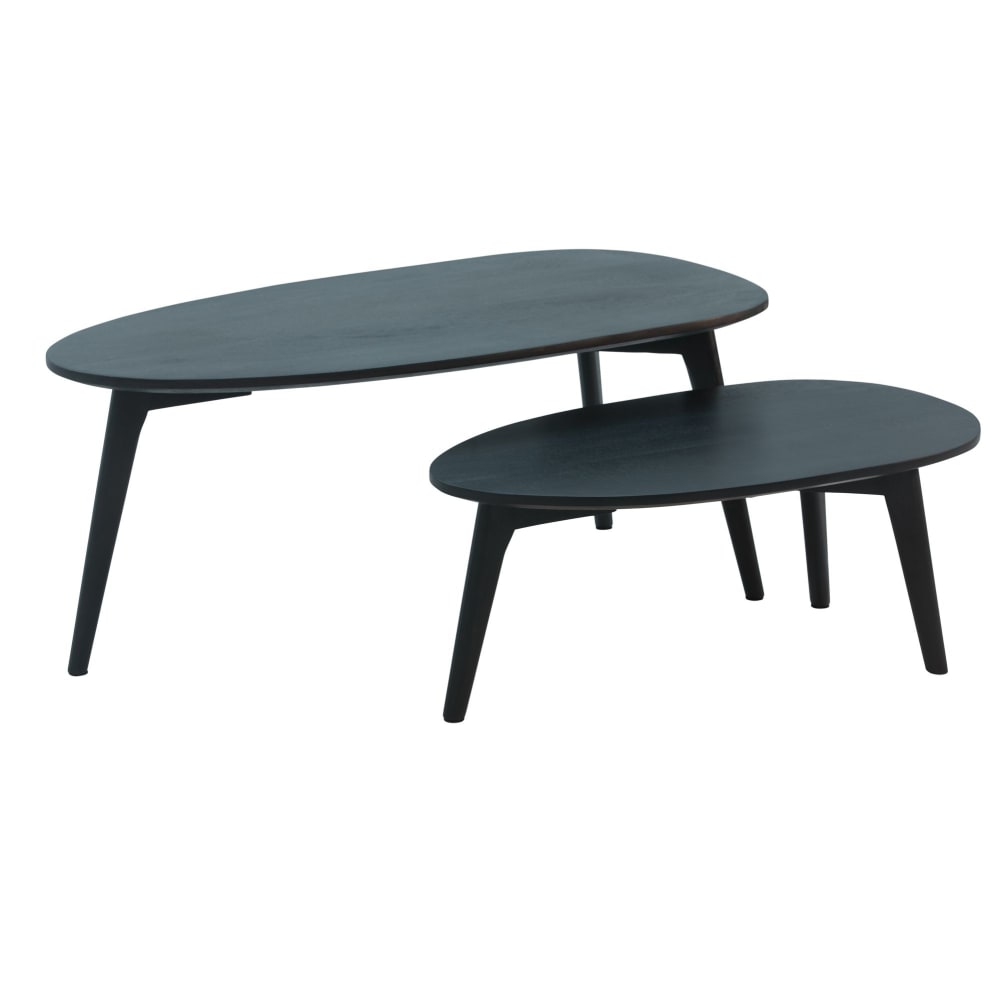 Table gigogne forme haricot en bois massif de manguier, noir Table gigogne forme haricot en bois massif de manguier, noir