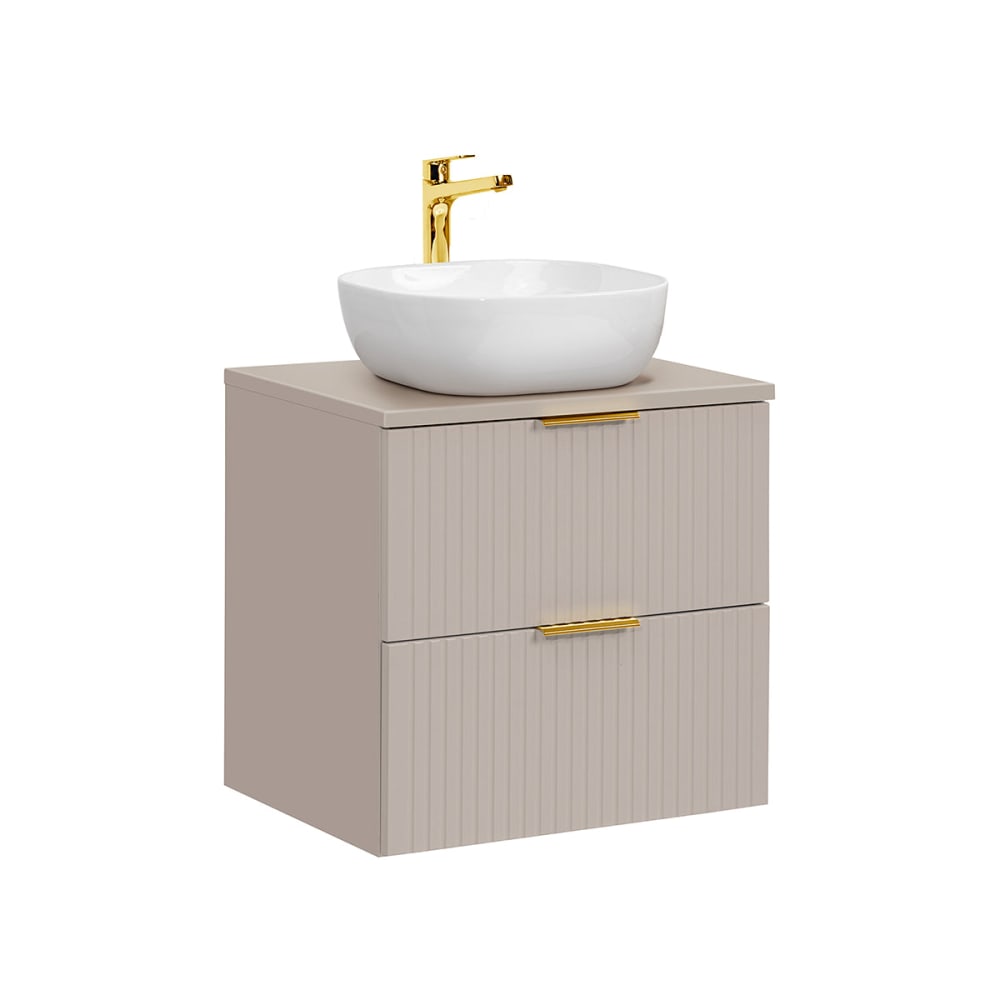 Meuble simple vasque 60cm panneaux mélaminé et mdf beige