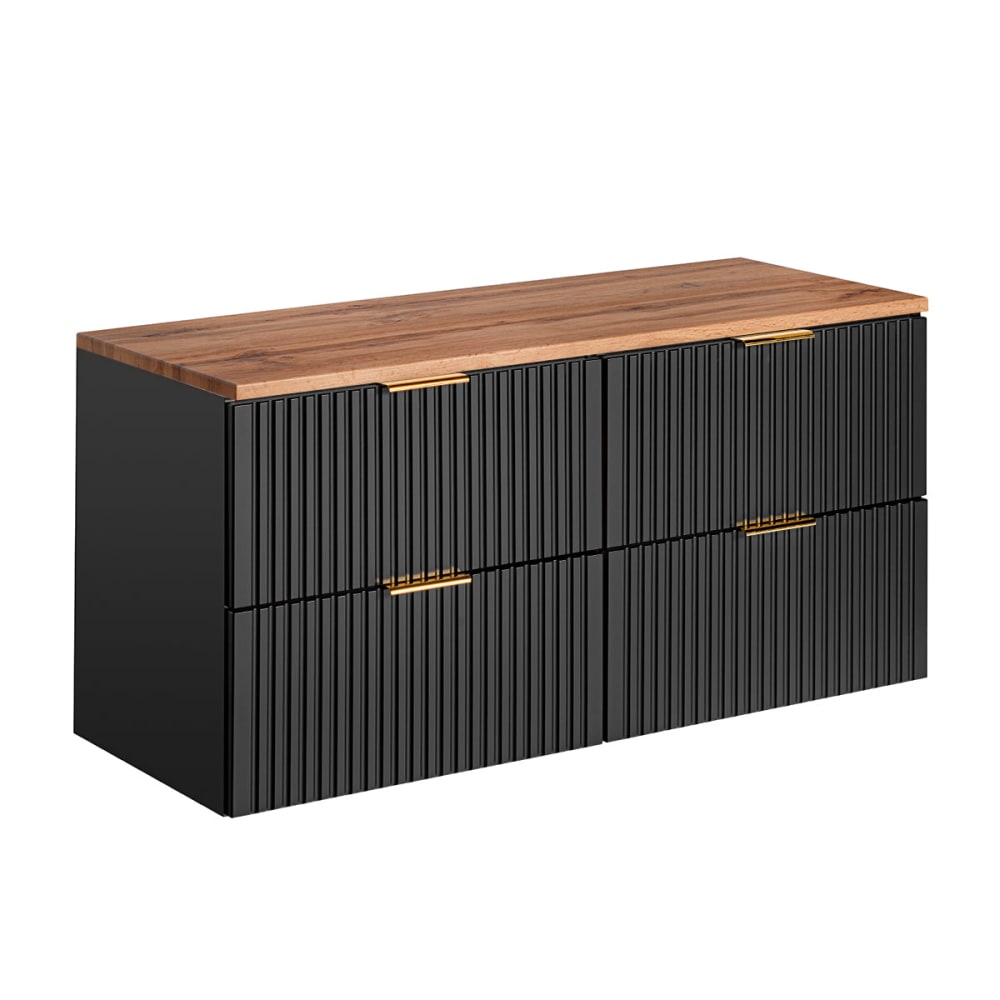 Petits meubles Meuble sous-vasque 120cm plan panneaux mélaminé et mdf noir Noir Panneau De Particules - 121x59x46cm