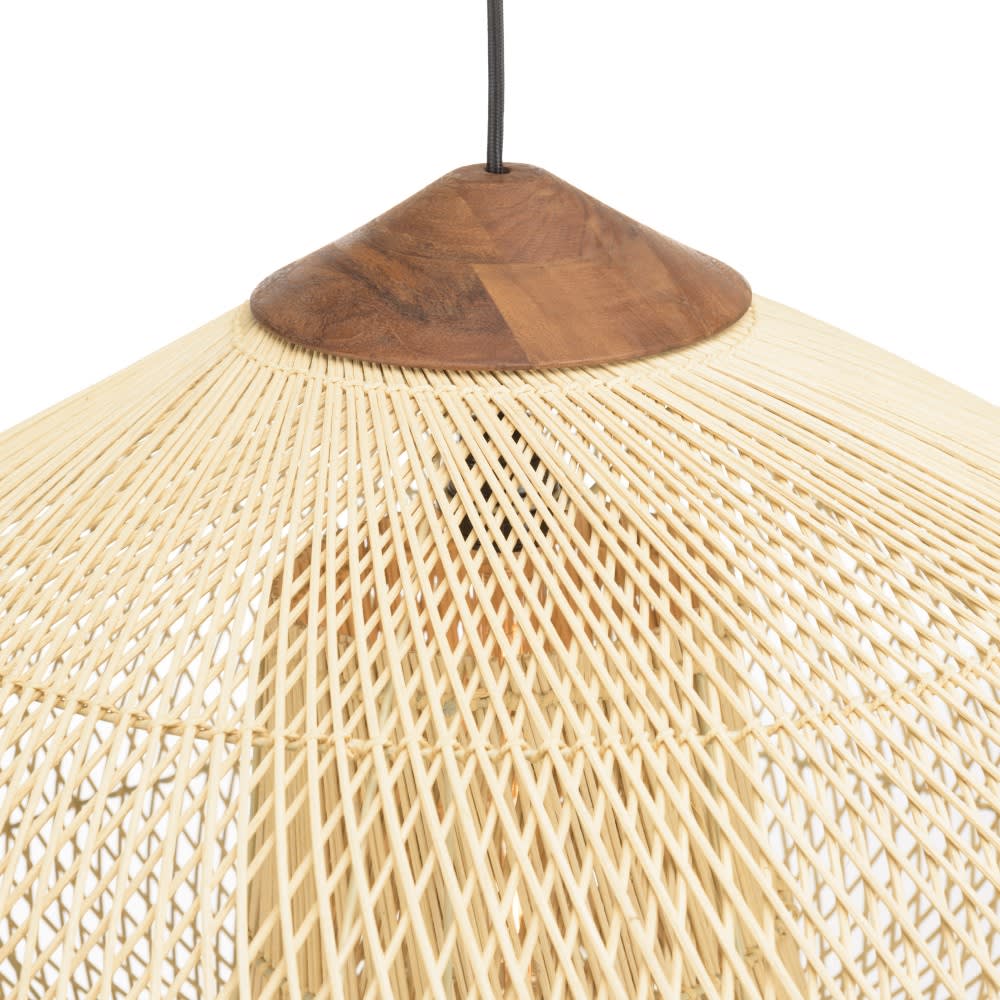 Suspension ''entonnoir'' 80x80cm rotin couleur naturelle/teck — vue 3